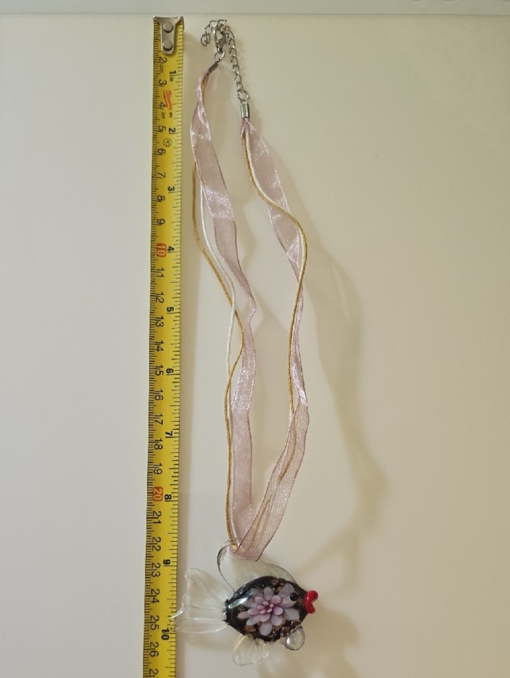 Handblown Glass Purple Flower Gold Accent Fish Ornament - Pets Fish Décor - Picture 3 of 6